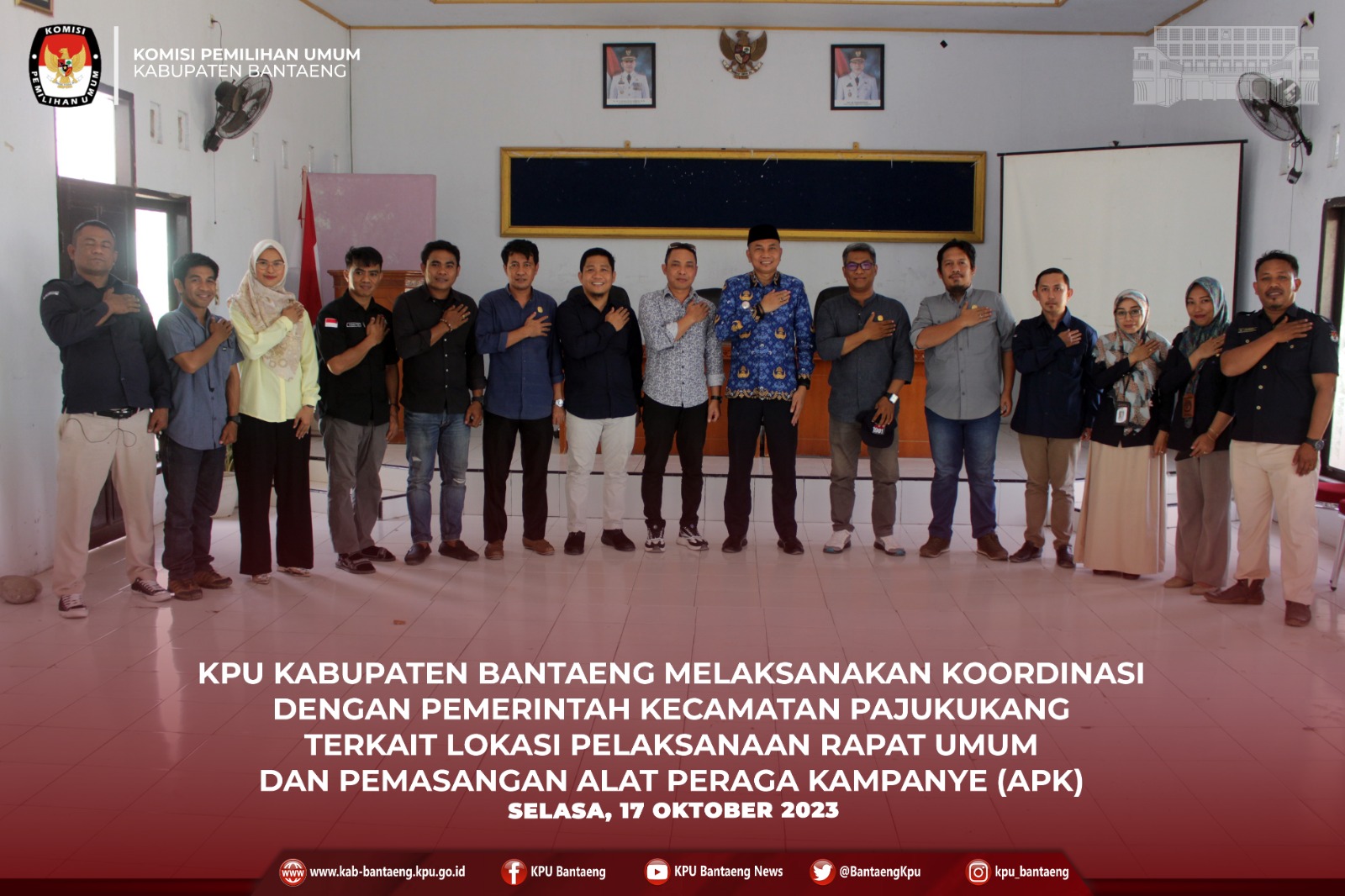 KPU Kab Bantaeng Koordinasi dengan camat pajjukukang Terkait titik Lokasi  alat Praga Kampanye (APK)
