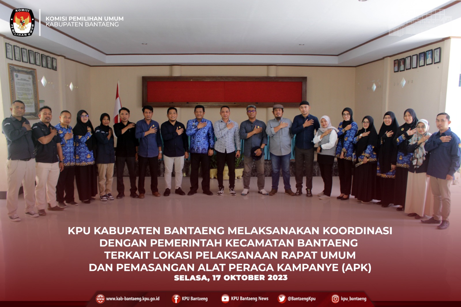 KPU Kab-Bantaeng Koordinasi dengan Camat Bantaeng terkait titik Lokasi alat praga kampanye (APK)
