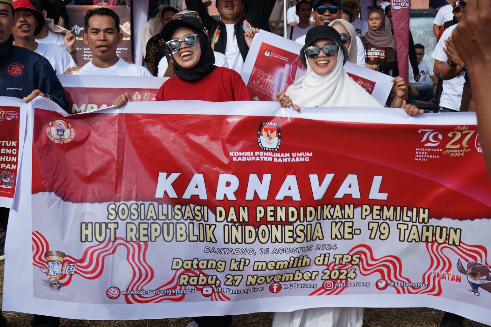 Karnaval Sosialisasi pendidikan pemilih Hut Republik indonesia yang ke 79.