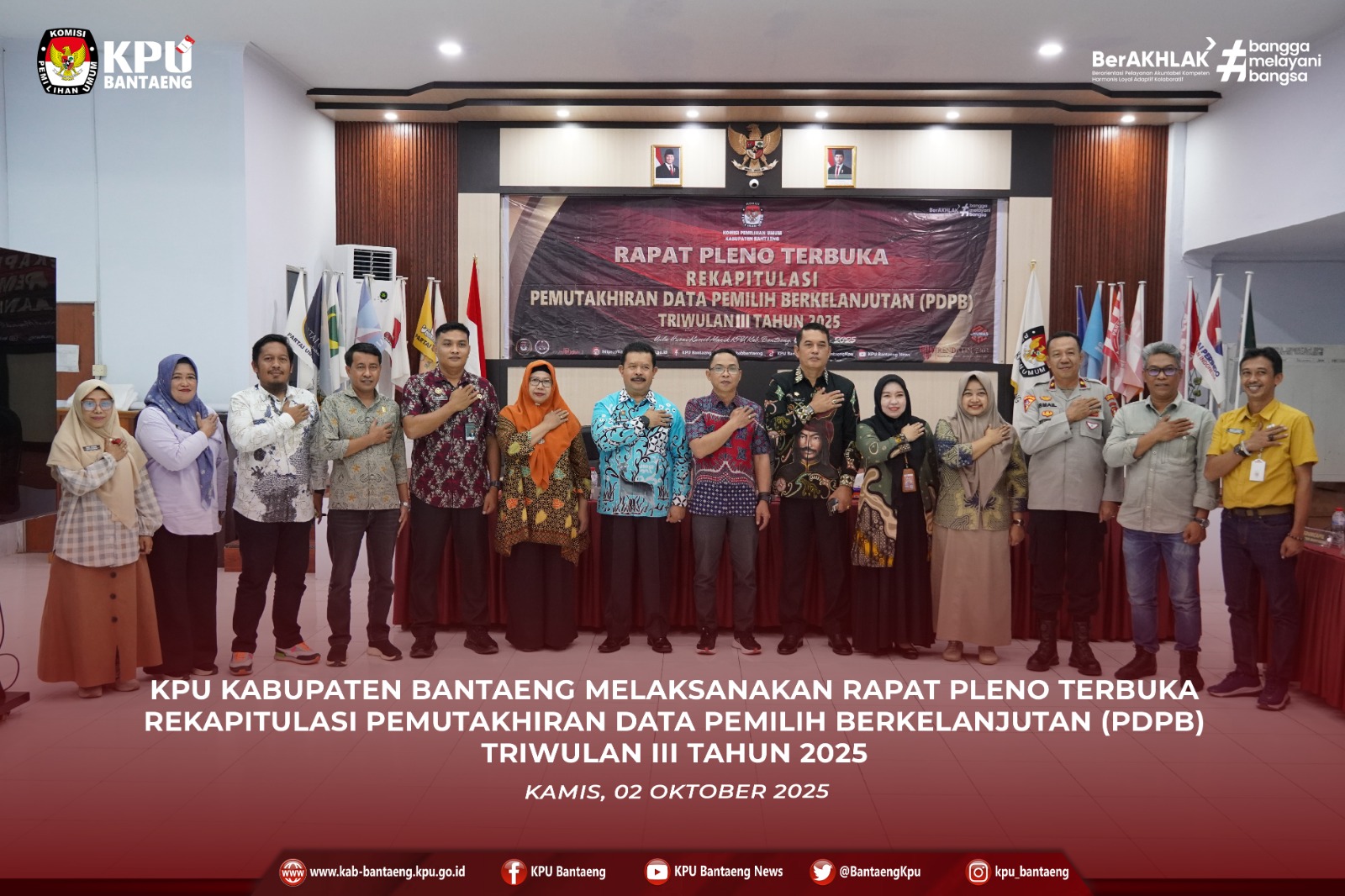 KPU Kabupaten Bantaeng Menggelar Rapat Pleno Terbuka PDPB Triwulan III tahun 2025